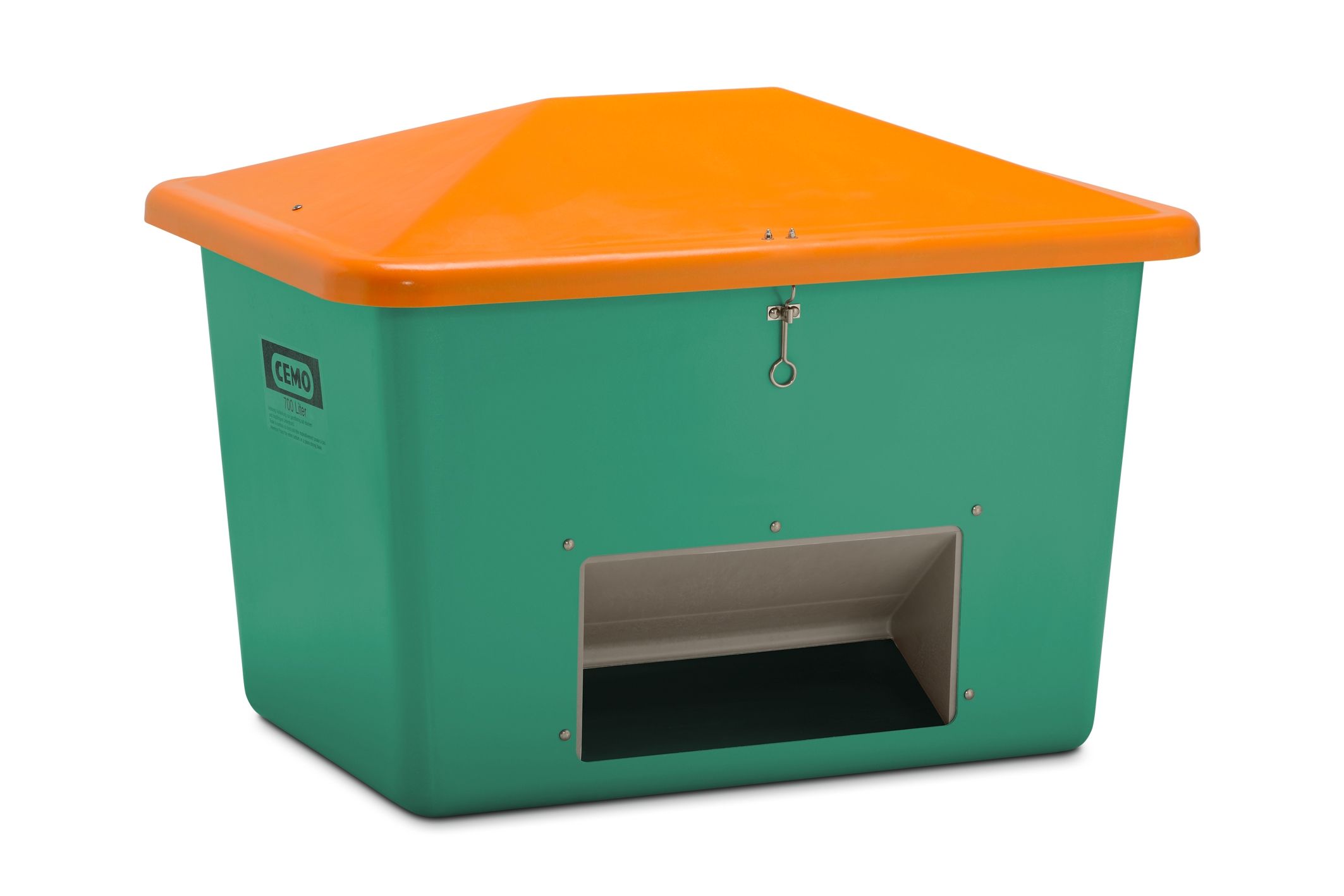 CEMO Streugutbehälter 700 l, grün/orange - 10840