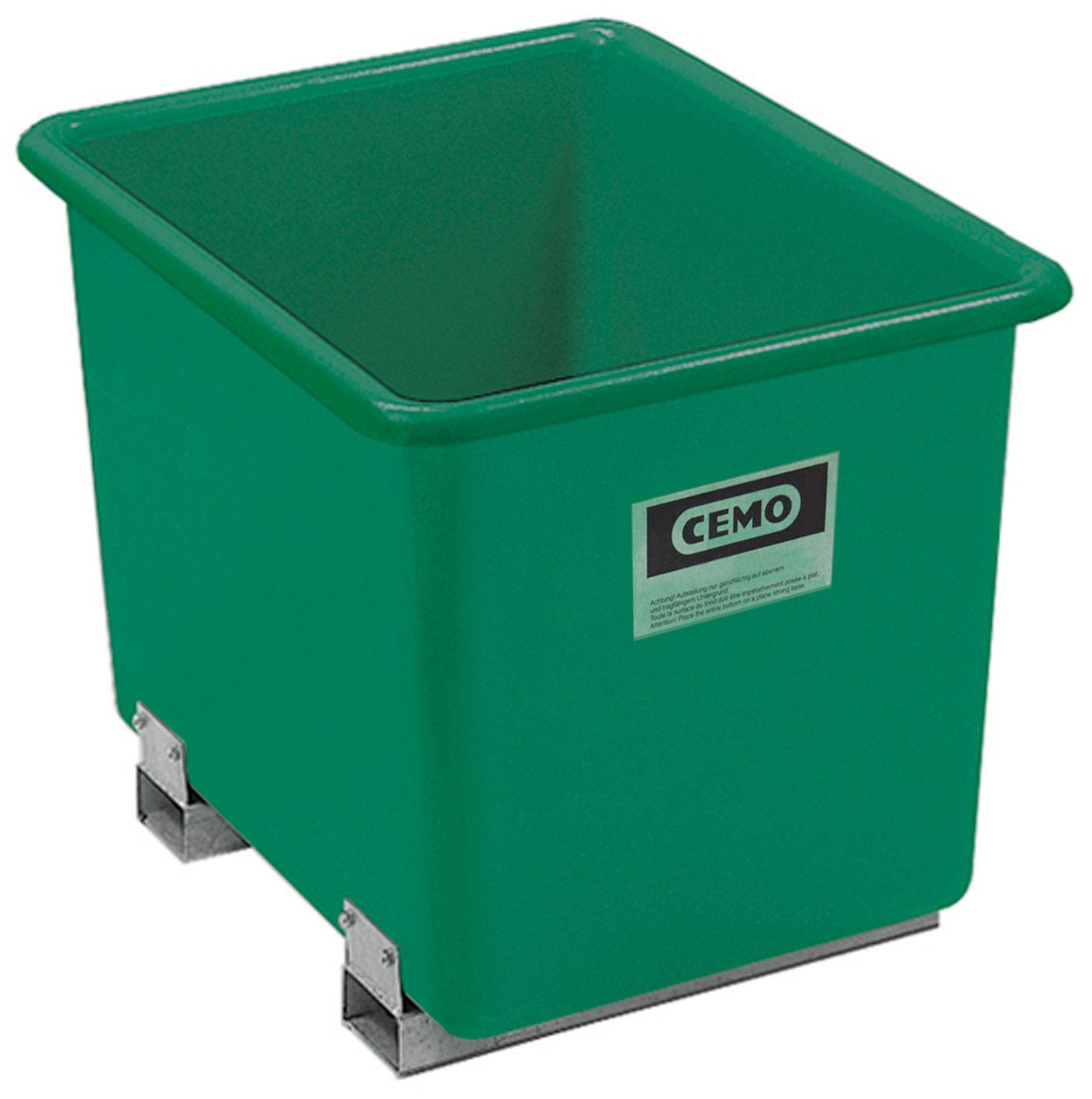 CEMO GFK-Rechteckbehälter 1500 l mit Staplertaschen, grün - 1209