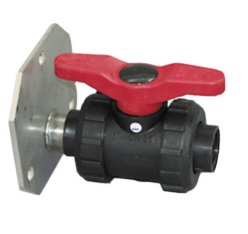 CEMO Flanschplatte 100 mit PVC-Kugelhahn 1" IG - 6453