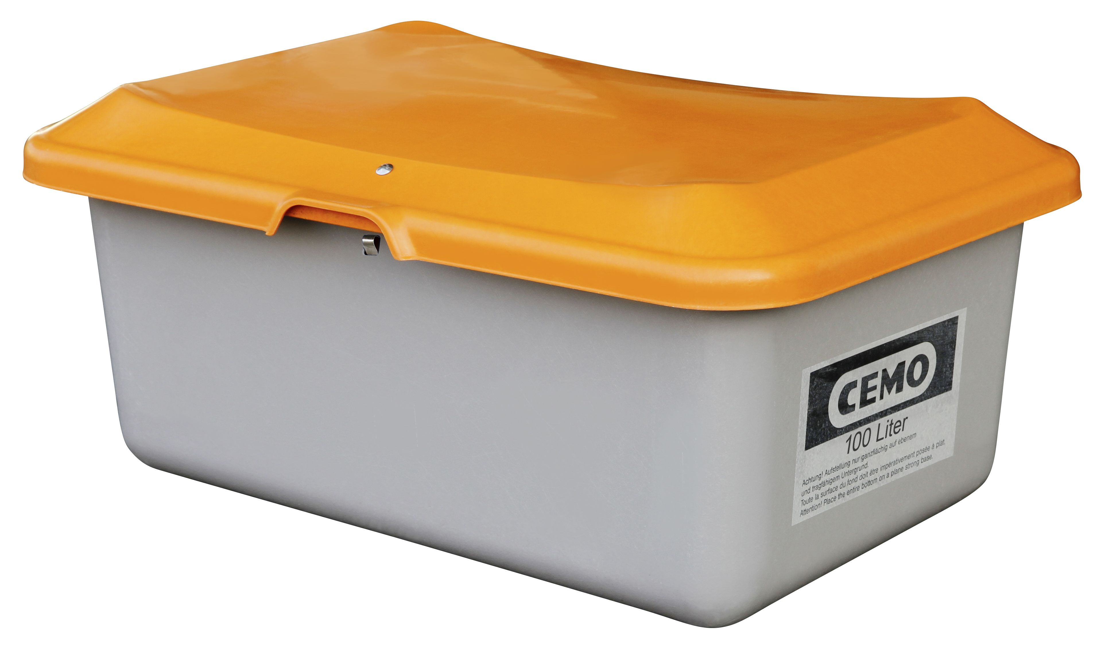 CEMO GFK Streugutbehälter PLUS3, 100 l, grau/orange - 10564