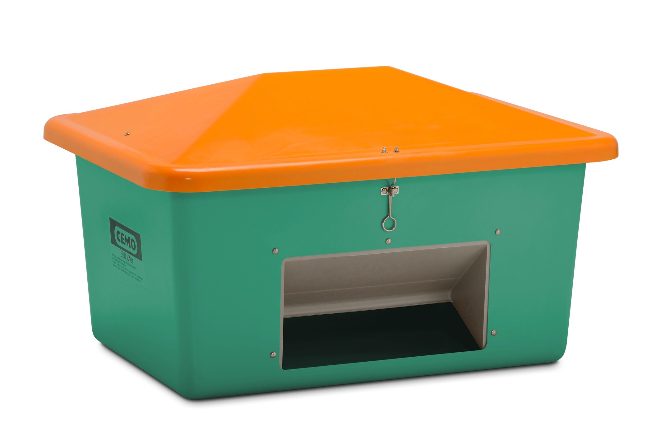 CEMO Streugutbehälter 550 l, grün/orange - 10838
