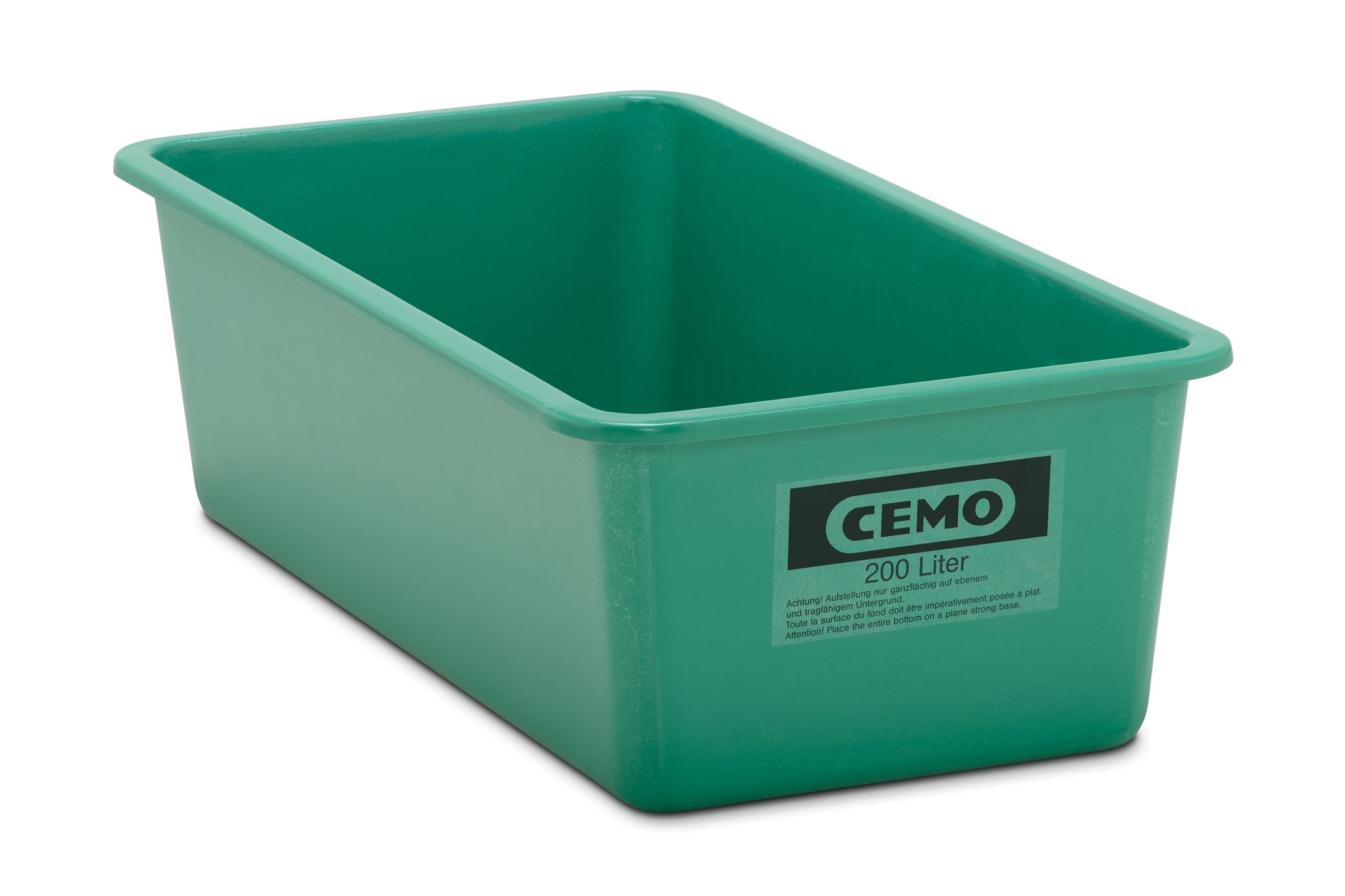 CEMO GFK-Rechteckbehälter 200 l flach Standard, grün - 1143